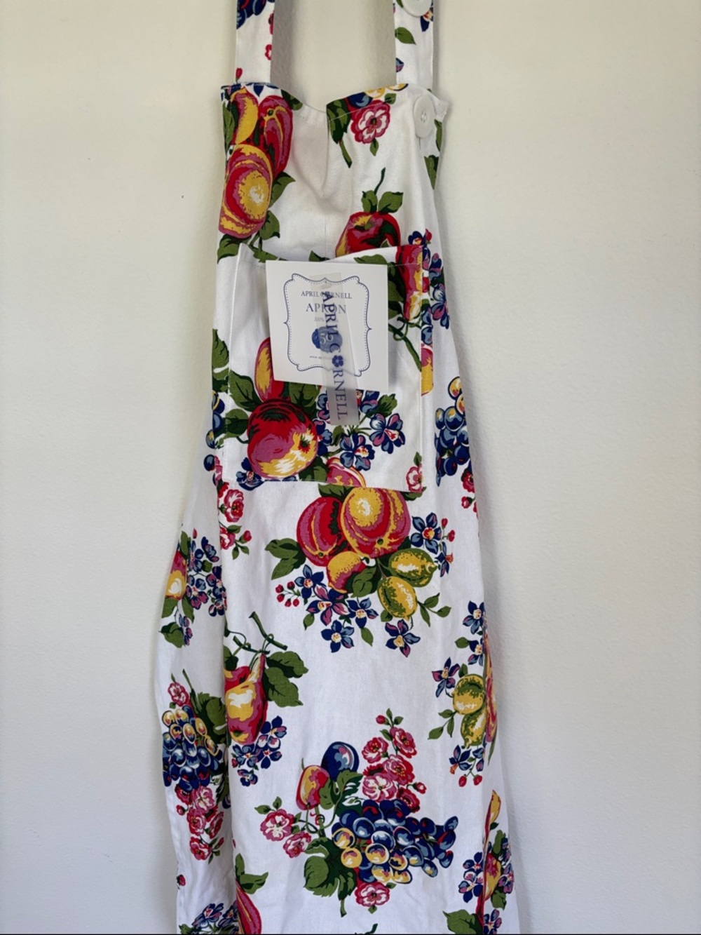 NWT April Cornell Full Apron Fruit Floral Print 100% Cotton